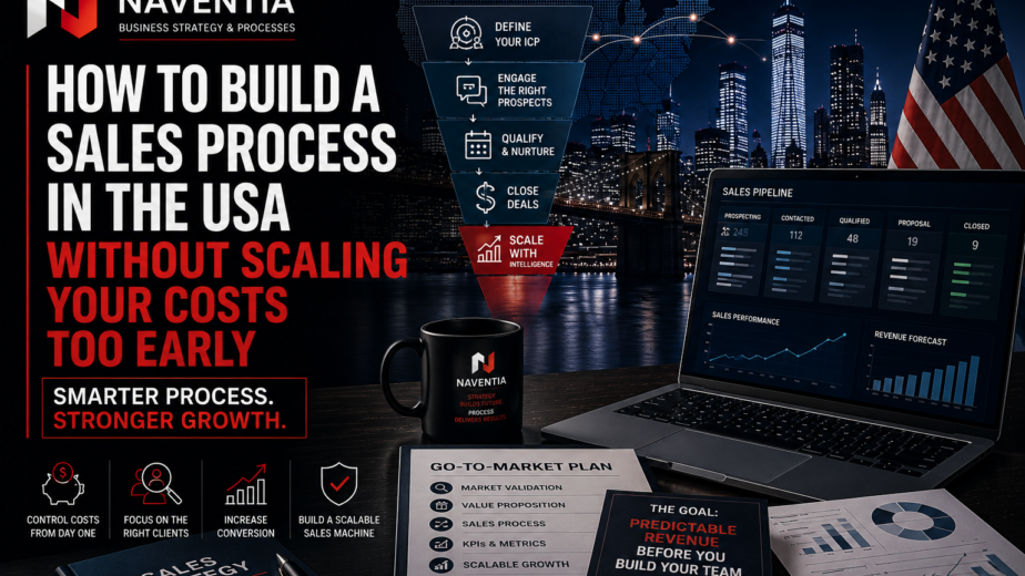 Business executive building a U.S. sales process before hiring a local sales team
