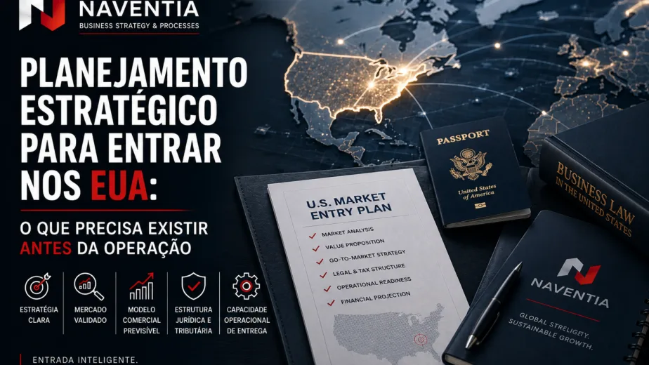 CEO analisando planejamento estratégico para entrar no mercado americano antes da expansão internacional