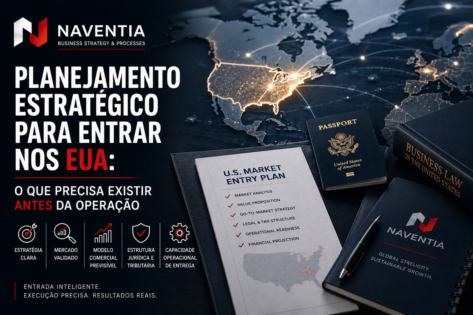CEO analisando planejamento estratégico para entrar no mercado americano antes da expansão internacional