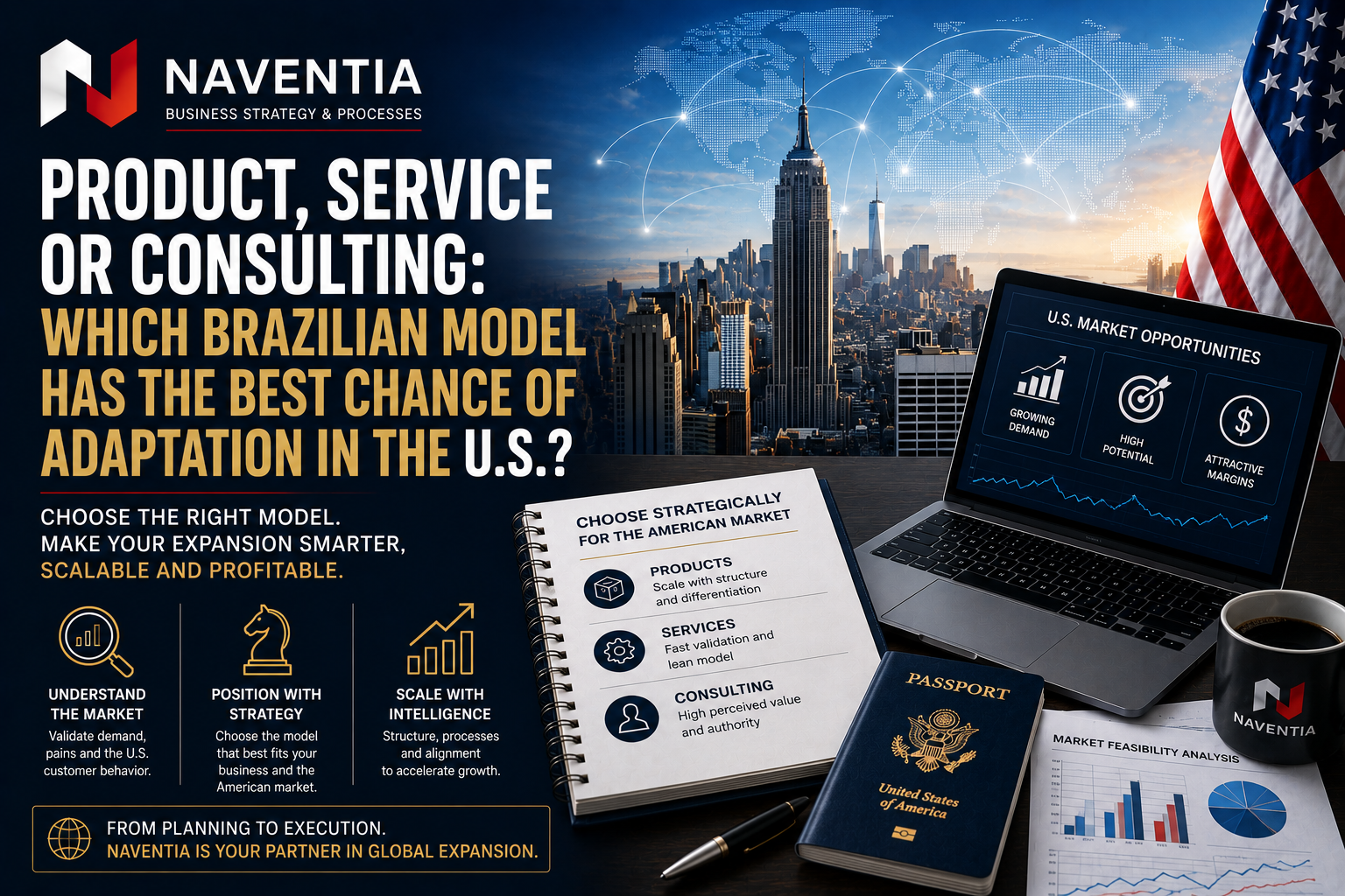 International entrepreneur analyzing the best business model for entering the U.S. market