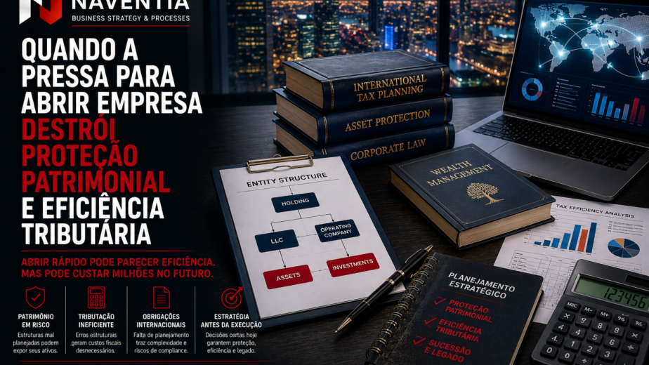 Empresário analisando estrutura de proteção patrimonial e planejamento tributário nos Estados Unidos