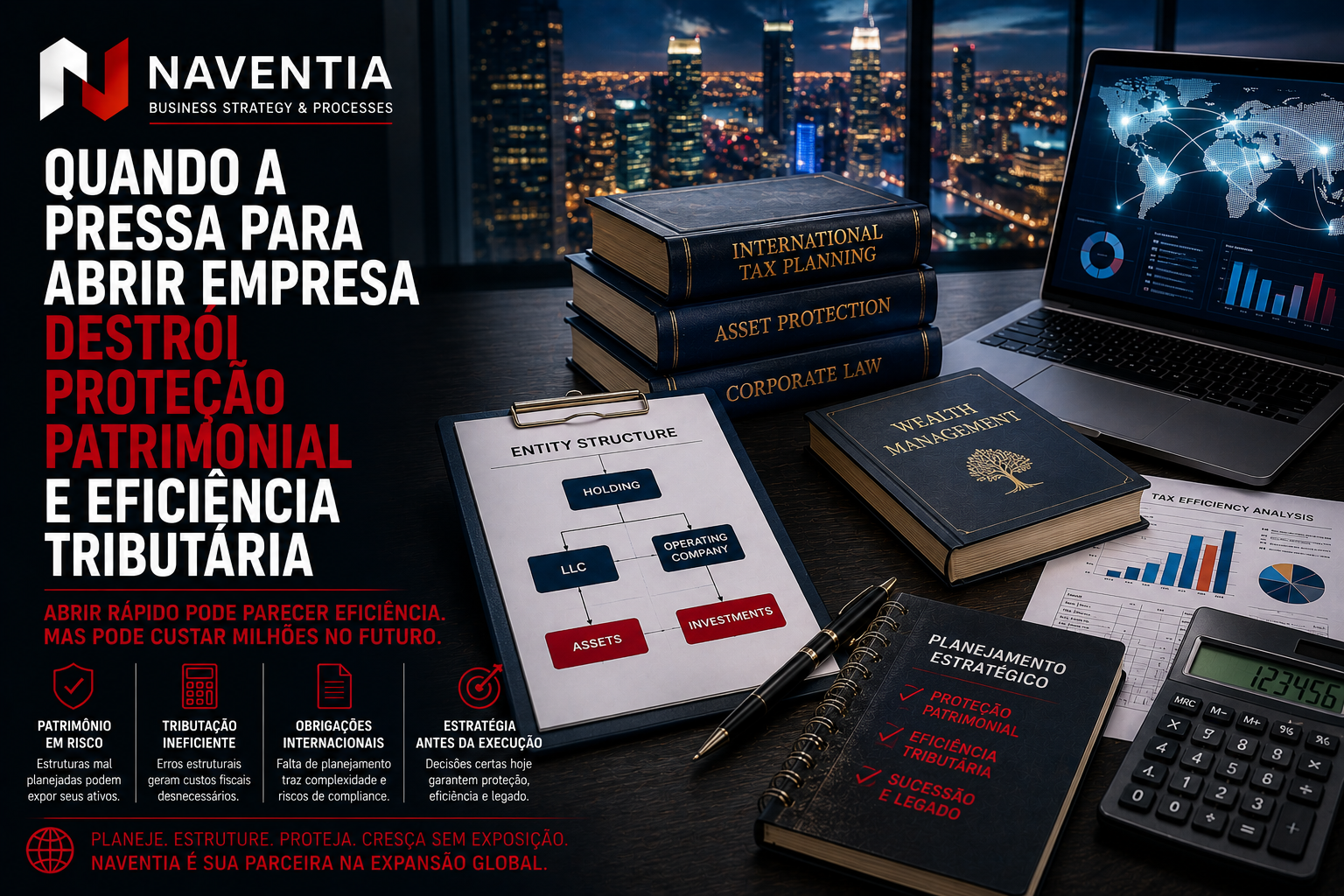 Empresário analisando estrutura de proteção patrimonial e planejamento tributário nos Estados Unidos
