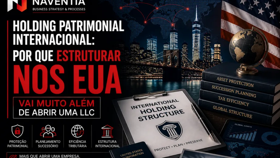 Estrutura de holding patrimonial internacional nos Estados Unidos para proteção de ativos e planejamento sucessório