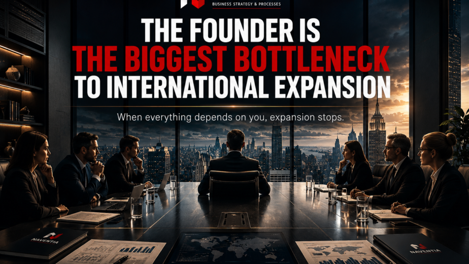 Business founder evaluating international expansion strategy and organizational growth challenges.