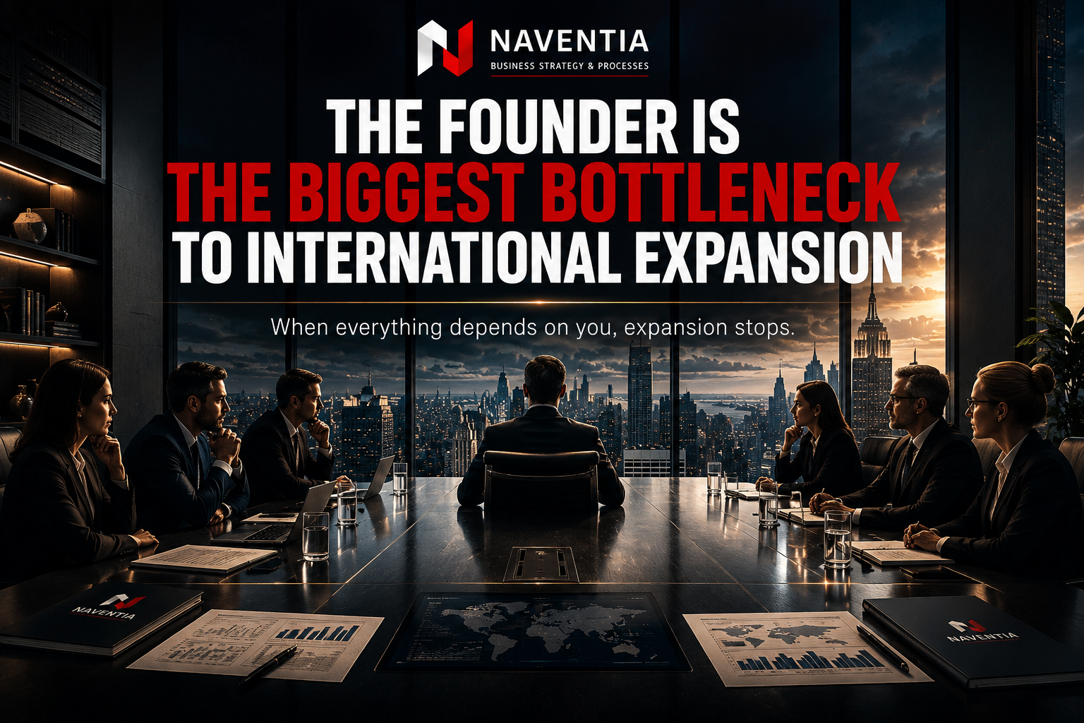 Business founder evaluating international expansion strategy and organizational growth challenges.