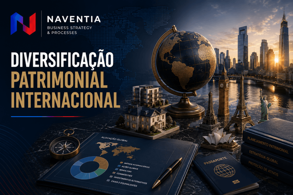 Diversificação patrimonial internacional para empresários com ativos, empresas e investimentos em diferentes países.