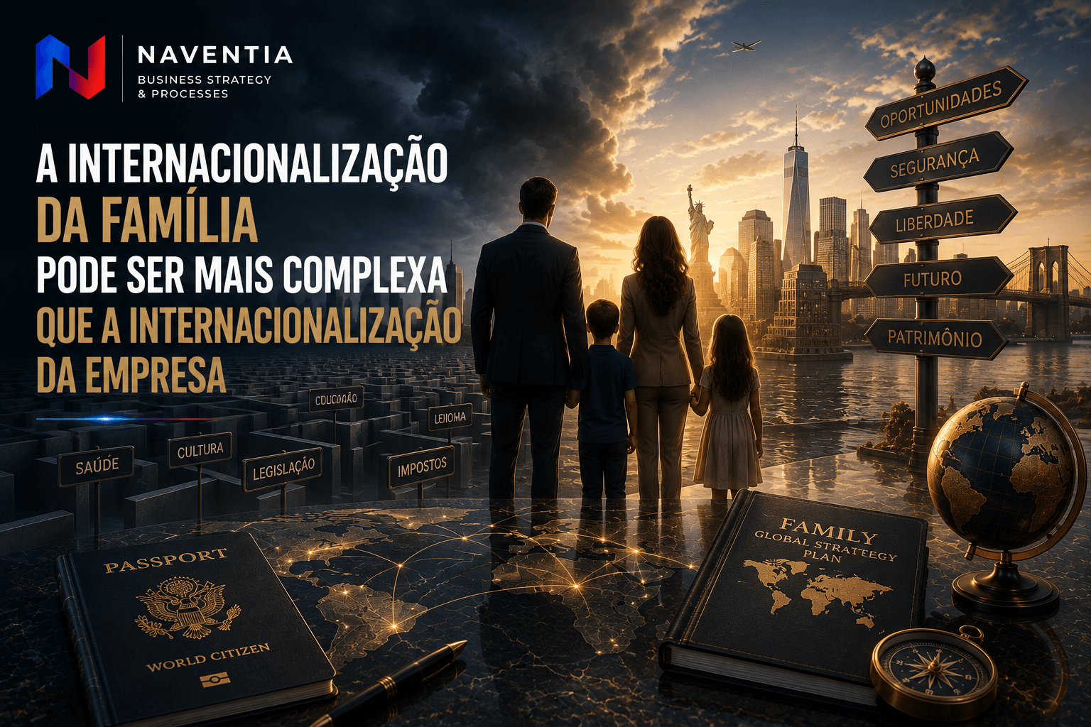 Planejamento patrimonial internacional para família internacional com patrimônio e membros vivendo em diferentes países.