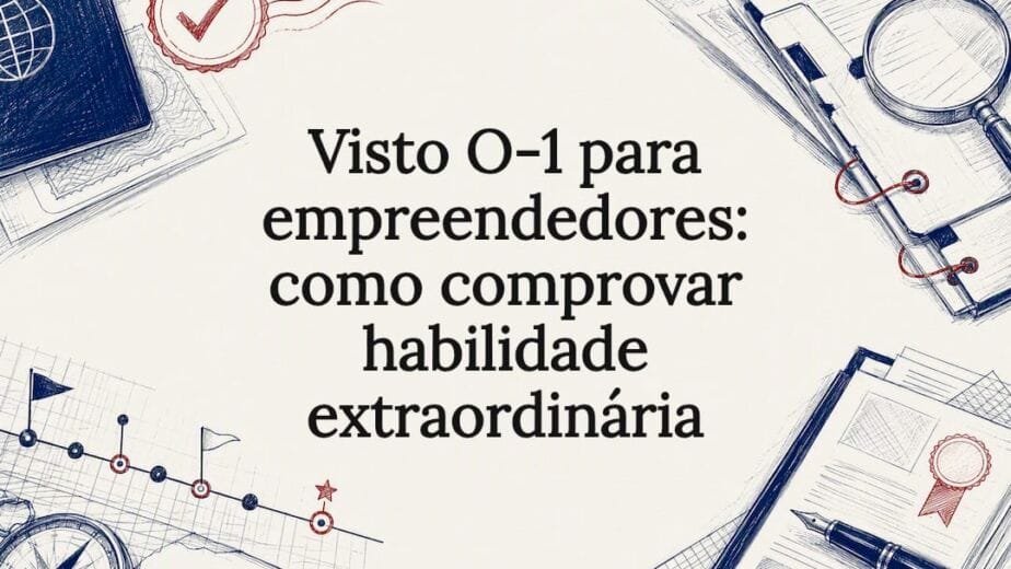 Ilustração decorativa do cartão de título do Visto O-1 para empreendedores