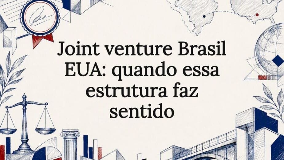 Ilustração decorativa sobre parceria internacional - Joint venture Brasil EUA