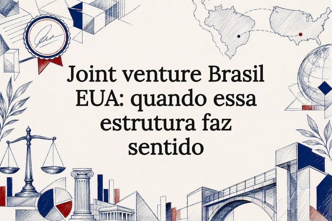 Ilustração decorativa sobre parceria internacional - Joint venture Brasil EUA