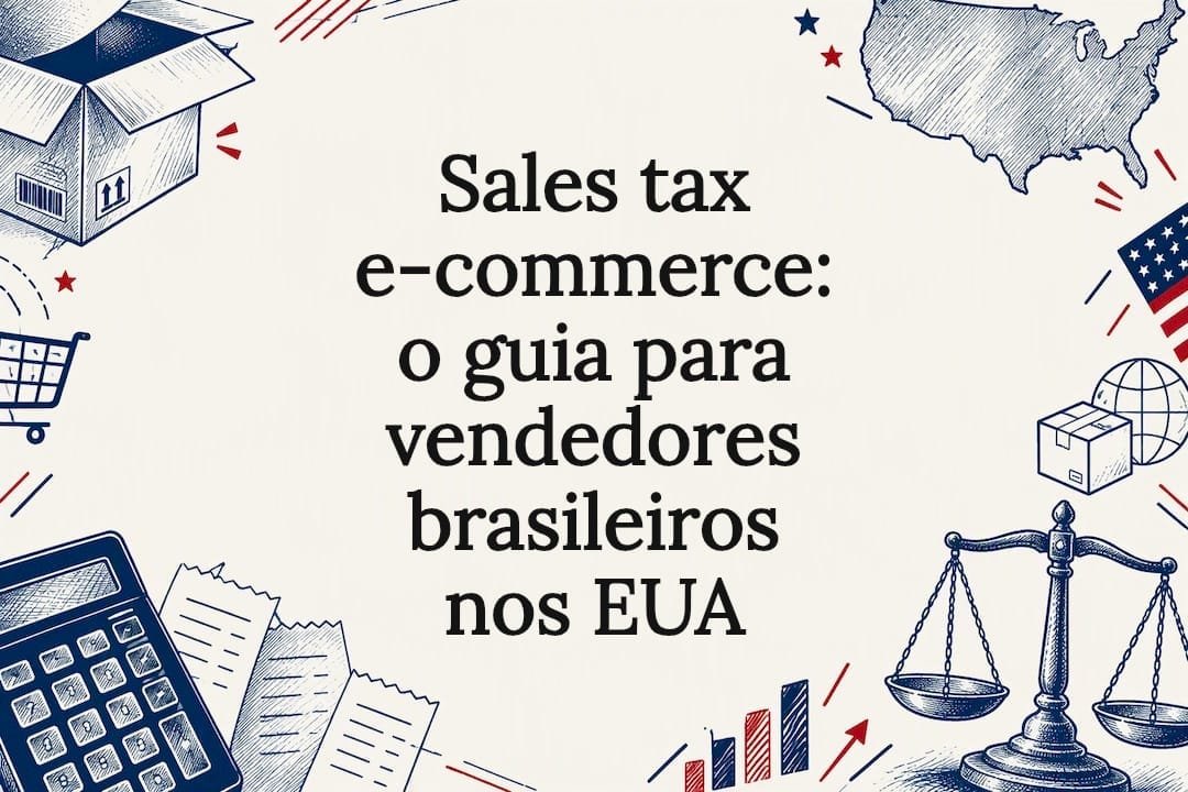 Card ilustrado sobre imposto sobre vendas no comércio eletrônico