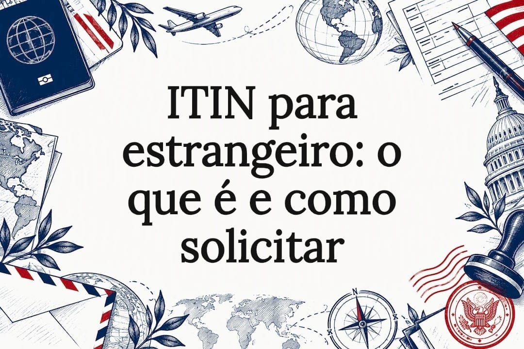 Ilustração de passaporte e documentos fiscais