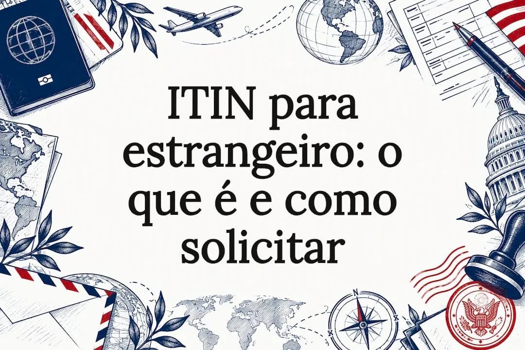 Ilustração de passaporte e documentos fiscais