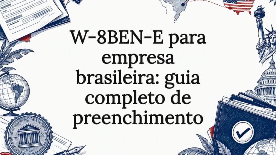 Ilustração decorativa sobre formulário fiscal internacional