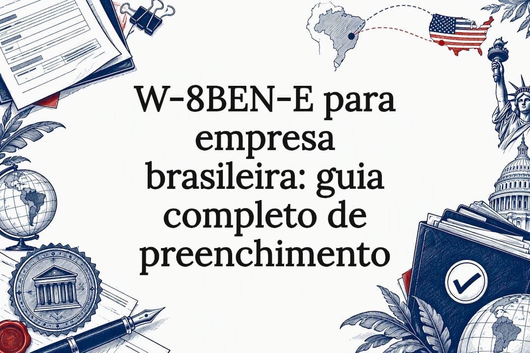 Ilustração decorativa sobre formulário fiscal internacional