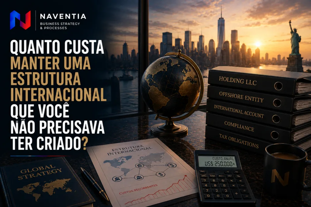 Estrutura patrimonial internacional com LLCs, holdings e trusts e os custos de manutenção e compliance.
