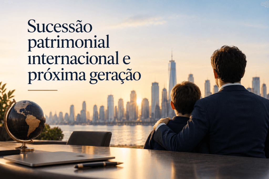 Sucessão patrimonial internacional com herdeiros nos Estados Unidos e patrimônio internacional.