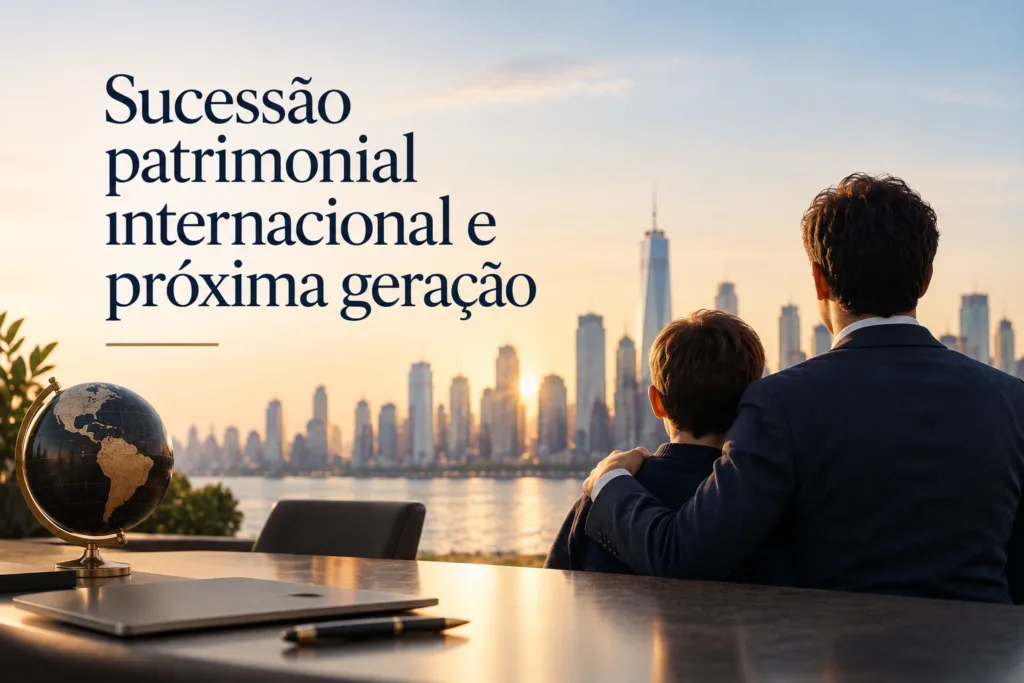 Sucessão patrimonial internacional com herdeiros nos Estados Unidos e patrimônio internacional.