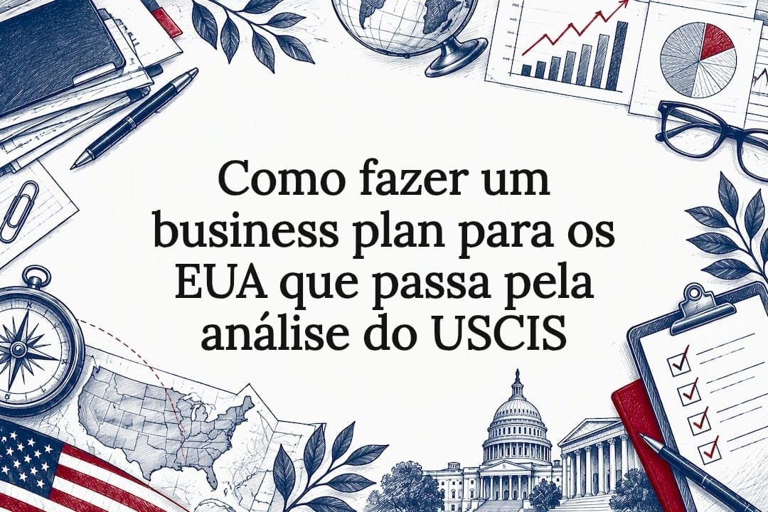 Capa ilustrada sobre plano de negócios para o USCIS