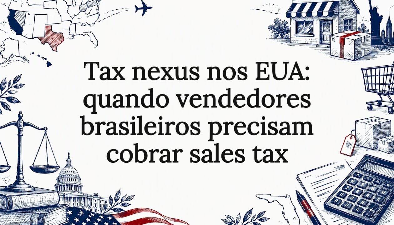 Cartão ilustrativo sobre nexus de impostos nos EUA