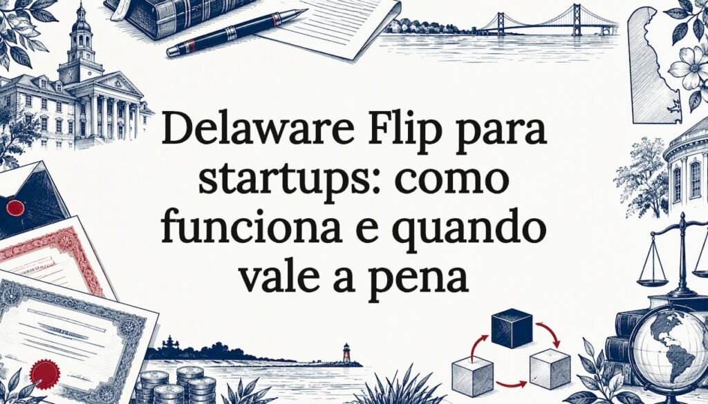 Capa ilustrada sobre Delaware Flip para startups